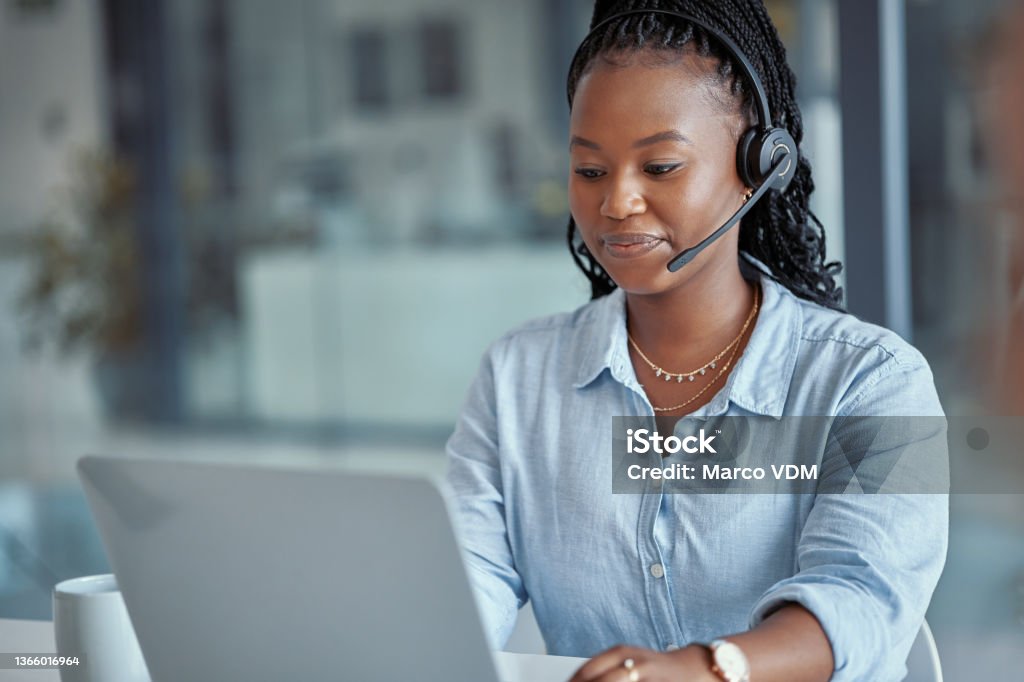 Professional African woman providing customer support